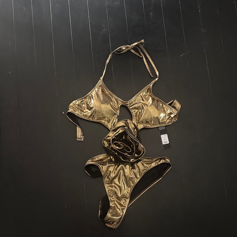 Fashion Nova Gold One Piece Swimsuit